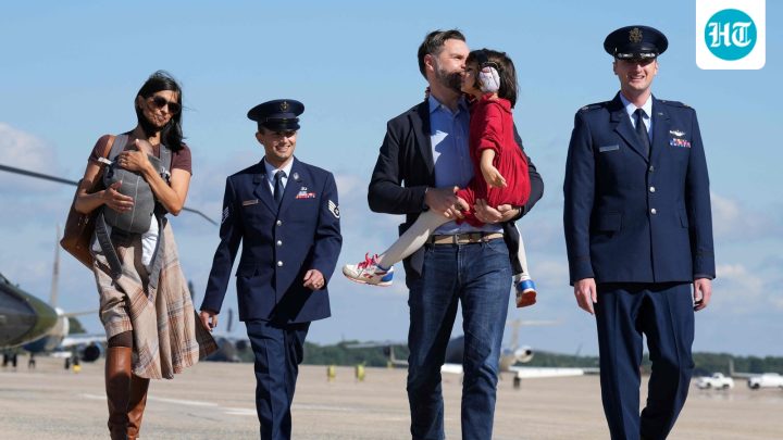 Usha Vance protects 9-week-old baby as she stumbles off helicopter: ‘only a mother can do’