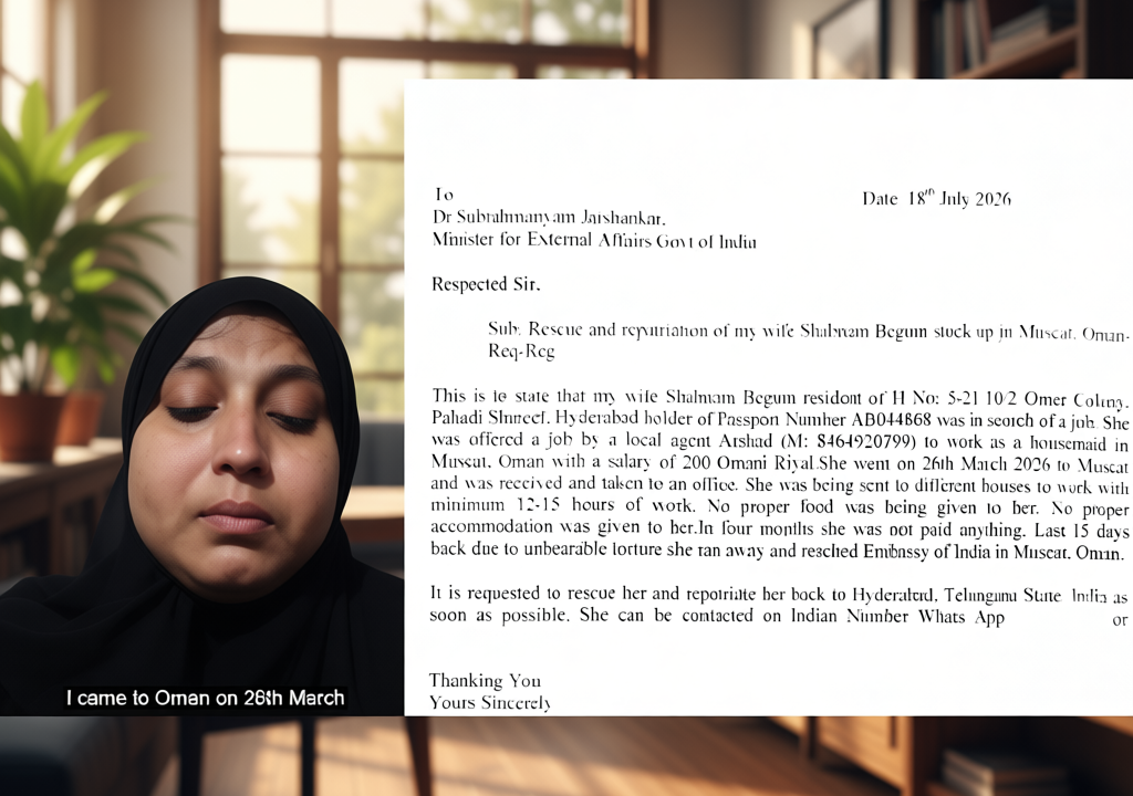 Hyderabad woman alleges abuse, forced work without pay for three months as housemaid in Oman