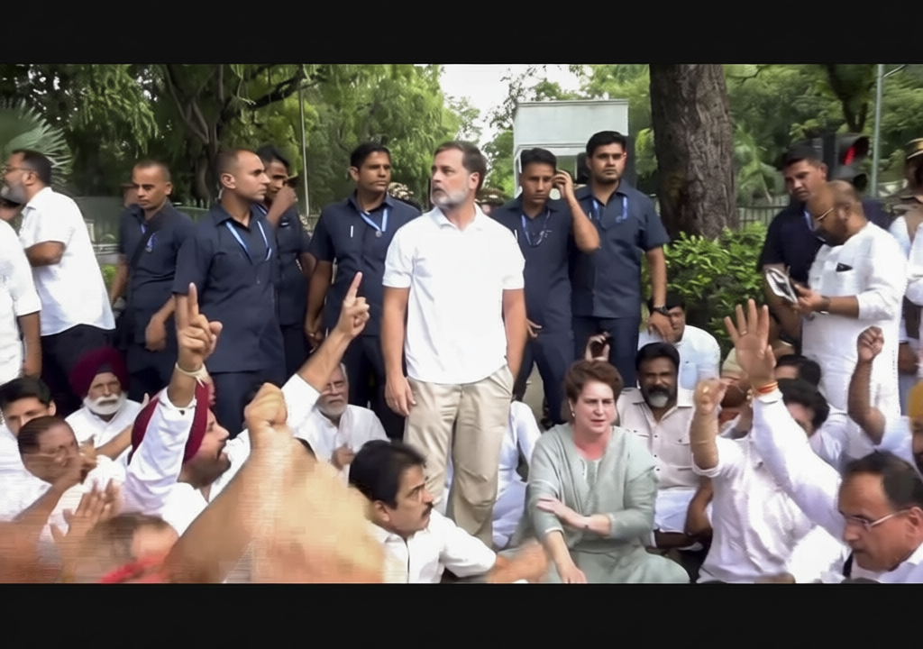 Rahul, Priyanka Gandhi stage sit-in protest outside PM Modi’s home over Delhi crackdown