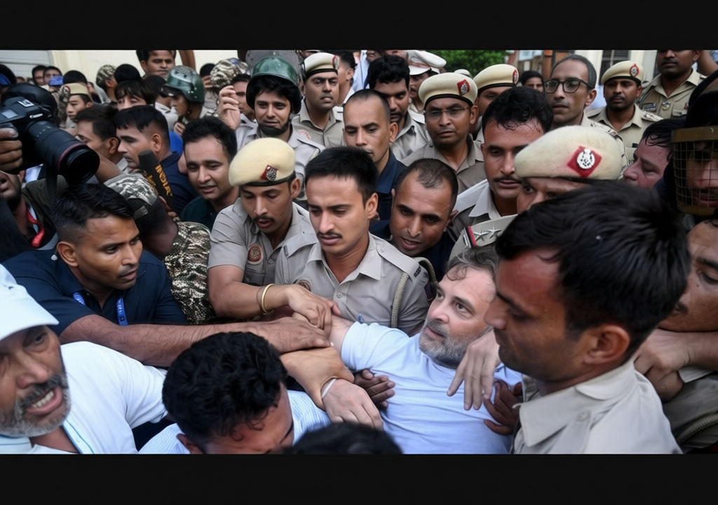 Rahul Gandhi, Congress MPs forcibly removed from dharna site outside PM’s residence, detained