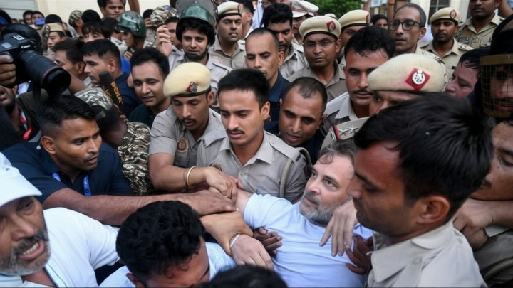 Rahul Gandhi, Congress MPs forcibly removed from dharna site outside PM’s residence, detained