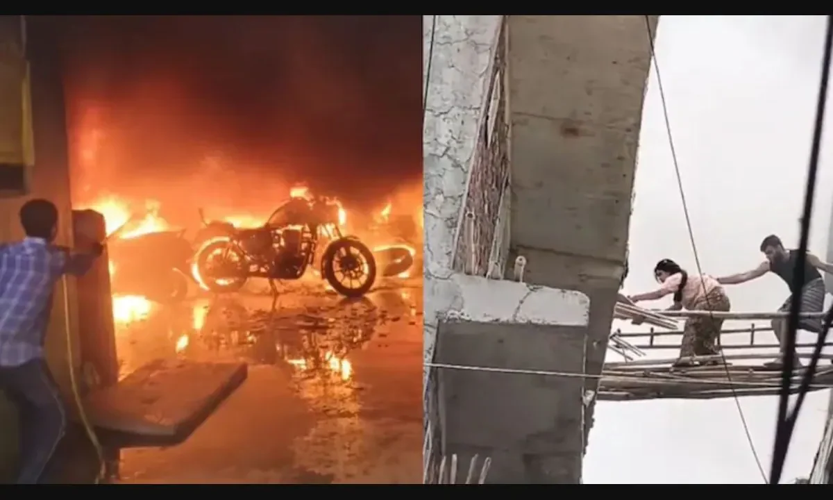 Massive fire breaks out in Noida residential building after electric bike sparks; two dead
