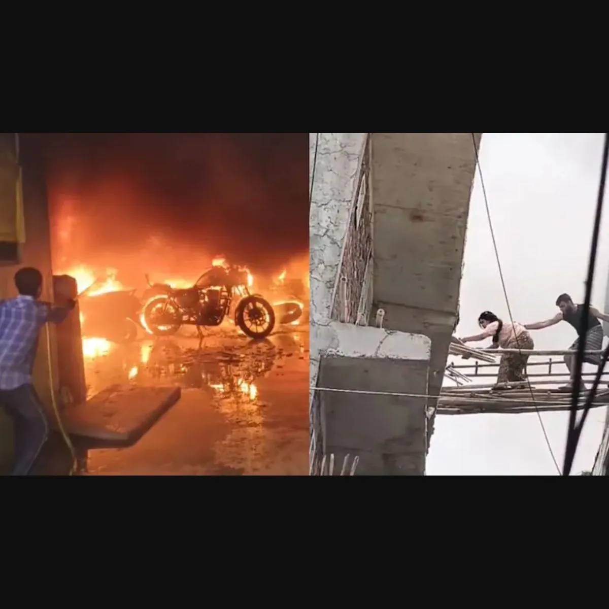 Massive fire breaks out in Noida residential building after electric bike sparks; two dead