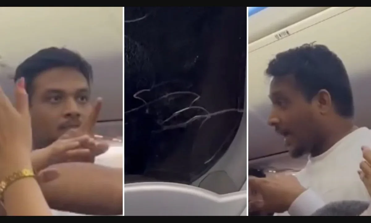 Kerala man nabbed for smashing emergency exit window mid-air, trying to open door in Kochi-bound flight | VIDEO
