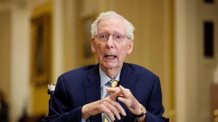 Mitch McConnell makes first public appearance in nearly 3 months, seen leaving DC home in a wheelchair